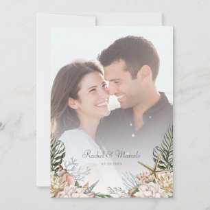 Save The Date Coquillages de plage Mariage floral Enregistrer la