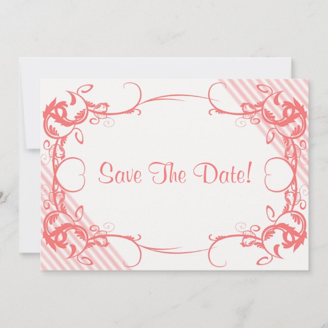 Save The Date Corail Fancy Enregistrer La Date (Devant)