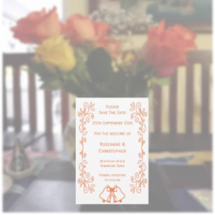 Save The Date Coral Bells Scrollwork Design Mariage