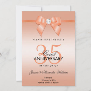 Save The Date Coral Bow & Ruban 35e Anniversaire de Mariage