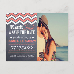 Save The Date Coral Chevron Enregistrer la date