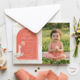 Save The Date Coral drôle d'oie fille premier anniversaire photo