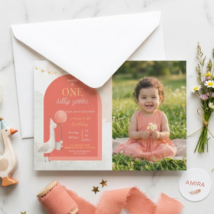 Save The Date Coral drôle d'oie fille premier anniversaire photo