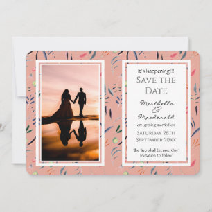 Save The Date CORAL PINK Floral Photo personnalisée C'EST EN TRA