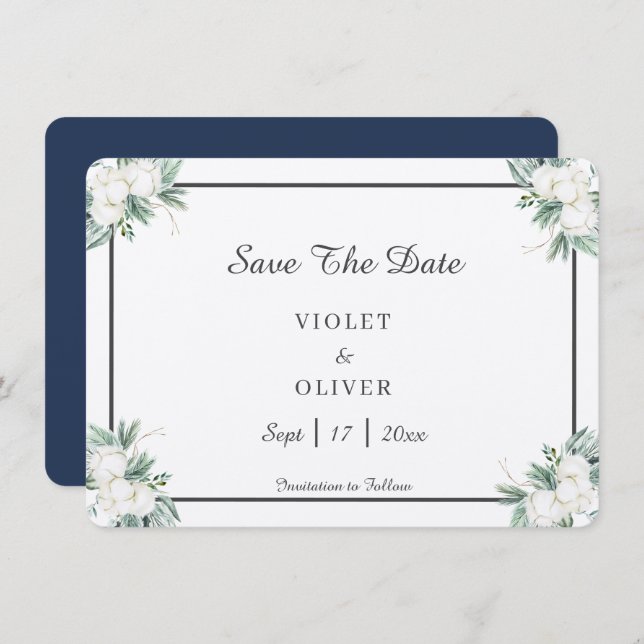 Save The Date Coton d'Eucalyptus | Felt Ecru (Devant / Derrière)