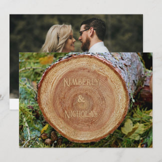 Save The Date Cottagecore rustique Pays Wood Grain Slice Boho
