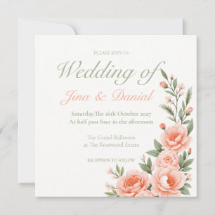 Save The Date Coucher de soleil en fleurs - Orange doux