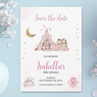 Save The Date Couleur d'aquarelle de la fête du pyjama