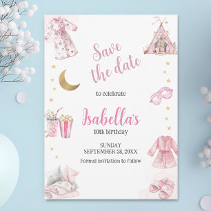 Save The Date Couleur d'aquarelle de la fête du pyjama