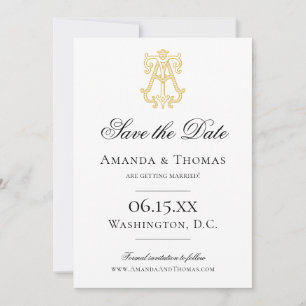 Save The Date COULEURS ÉDITABLES À L'Invitation Monogramme TA