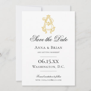 Save The Date COULEURS ÉDITABLES AB Monogramme BA Monogramme Inv