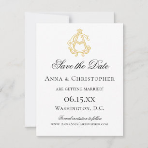 Save The Date COULEURS ÉDITABLES AC Monogramme CA Monogramme Inv