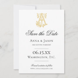 Save The Date COULEURS ÉDITABLES AJ Monogram JA Monogram Invitat