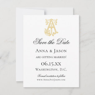 Save The Date COULEURS ÉDITABLES AJ Monogram JA Monogram Invitat