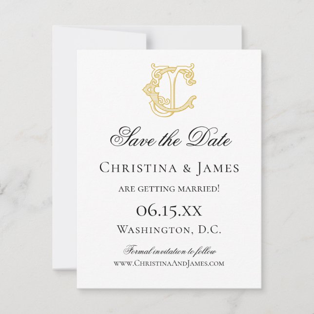 Save The Date COULEURS ÉDITABLES CJ Monogramme JC Monogramme Inv (Devant)