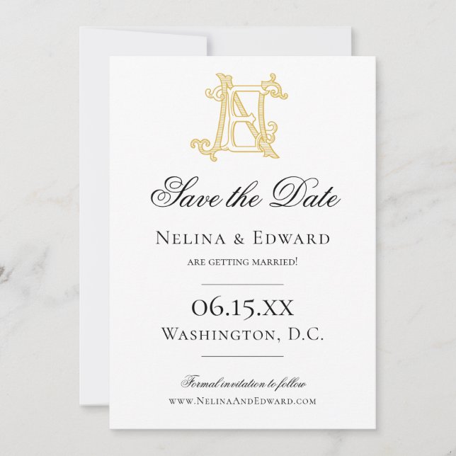 Save The Date COULEURS ÉDITABLES EN Monogramme NE Monogramme Inv (Devant)