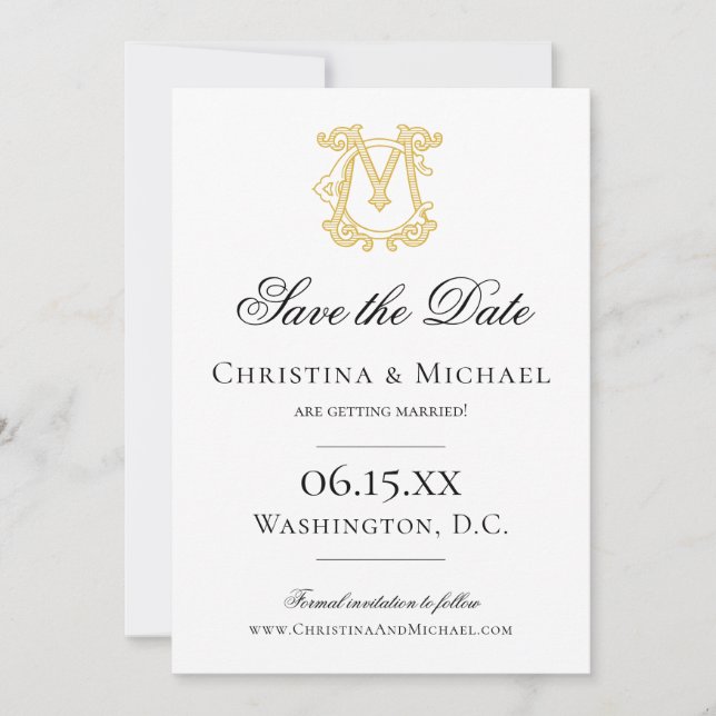 Save The Date COULEURS ÉDITABLES MC Monogramme CM Monogramme Inv (Devant)