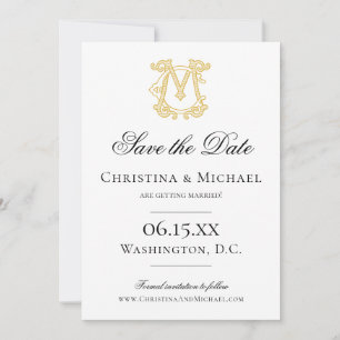 Save The Date COULEURS ÉDITABLES MC Monogramme CM Monogramme Inv