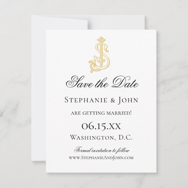 Save The Date COULEURS ÉDITABLES SJ Monogram JS Monogram Invitat (Devant)