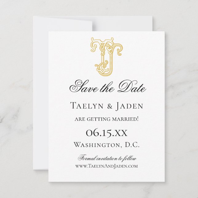 Save The Date COULEURS MODIFIABLES JT Monogramme TJ Monogramme I (Devant)