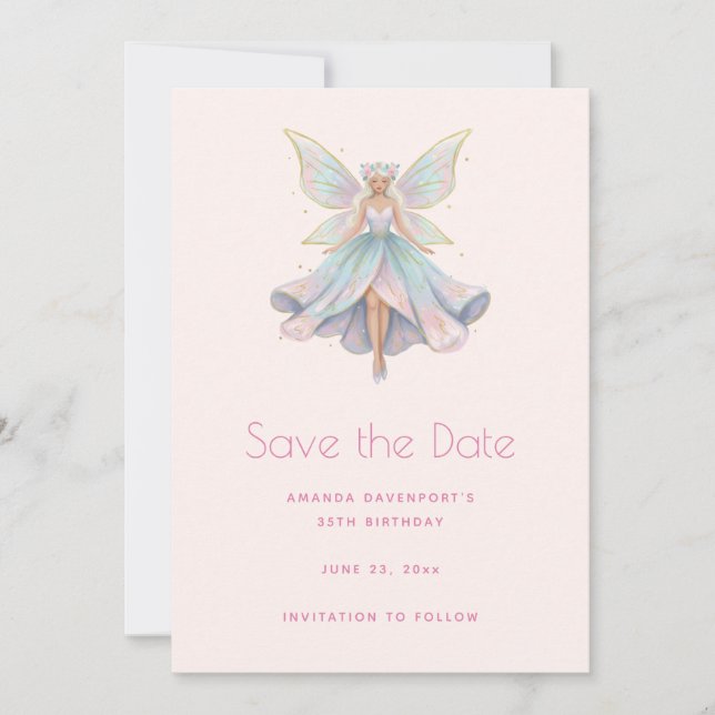 Save The Date Couleurs pastel de l'ange magique fée (Devant)