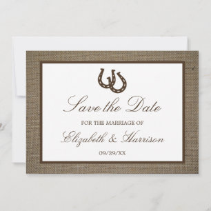 Save The Date Country Rustic Horseshoe Sur Burlap Enregistrer La