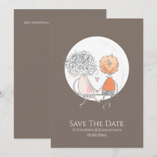 Save The Date Couple assis sur la lune balançoire illustration s