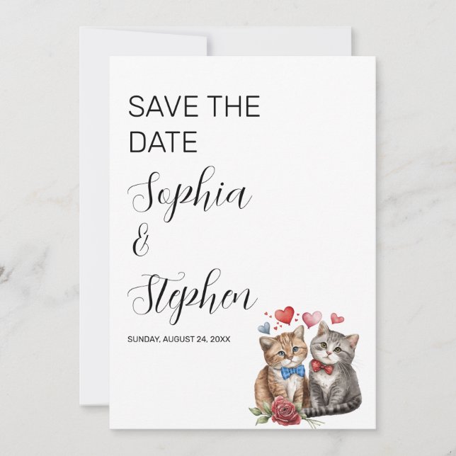 Save The Date Couple de chats amoureux (Devant)