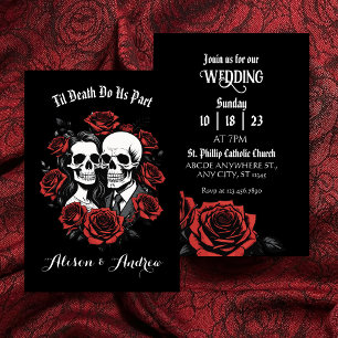 Save The Date Couple de crânes gothique avec mariage de roses 