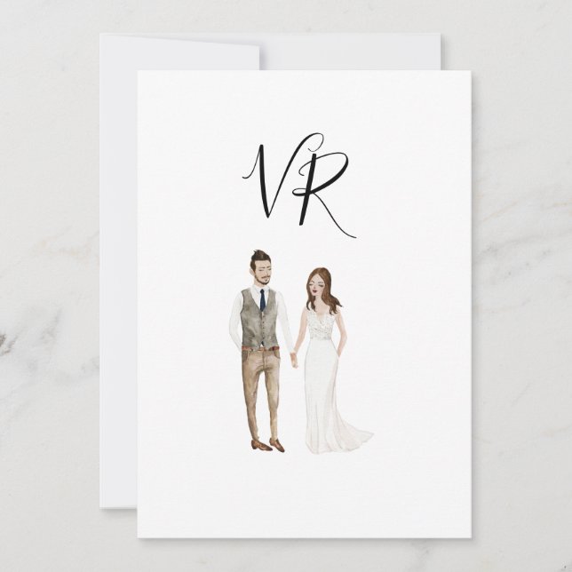 Save The Date Couple Illustré Simple (Devant)