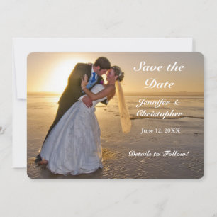 Save The Date Couple mariage sur Sunset Beach Économisez la cart