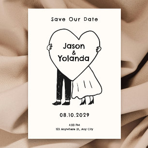 Save The Date Couple mignon dessiné à la main