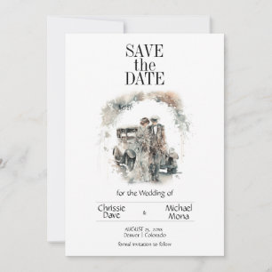 Save The Date Couple rétro en Mariage pastel