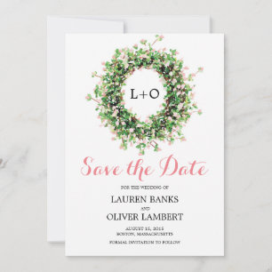 Save The Date Courbe de fleurs rose bordeaux Enregistrer la da