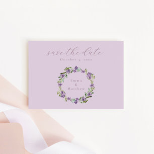 Save The Date Couronne botanique violette Lilas QR