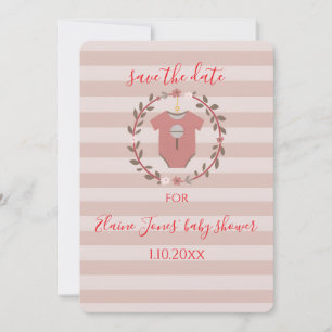 Save The Date Couronne de bandes roses pour l'annonce de la Baby