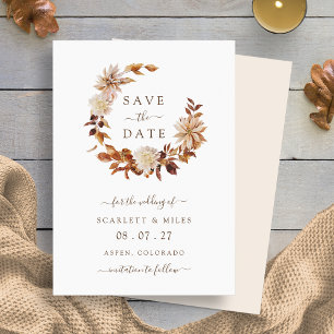 Save The Date Couronne de mariage automnal en terre cuite, Enreg