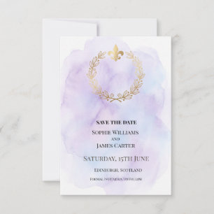 Save The Date Couronne de mariage en or violet