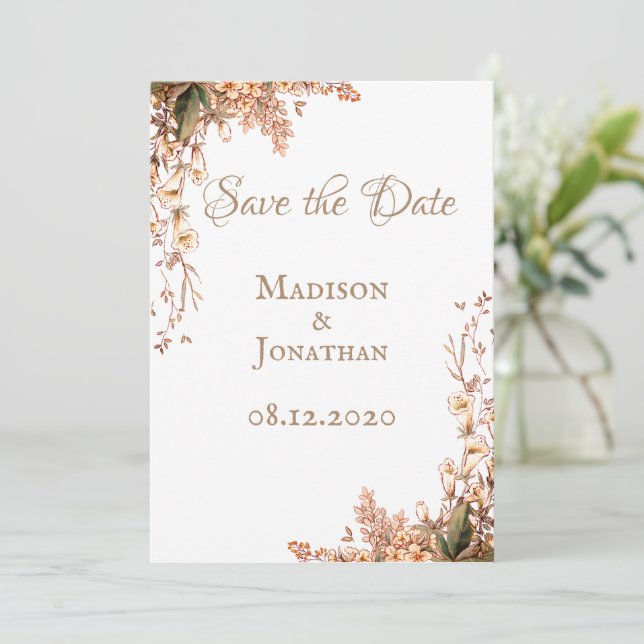Save The Date Couronne de récolte Écriture Élégant Mariage d'aut (Debout devant)