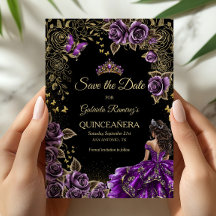 Couronne dorée de Quinceañera noire et violette
