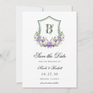 Save The Date Couronne Fleurie Blanche Violette Mariage Couronne