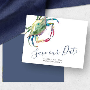 Save The Date Crabe d'aquarelle du bord de mer Enregistrer la da