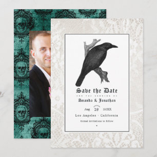 Save The Date Crâne et dentelle Mariage gothique Photo