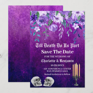 Save The Date Crâne violet Enregistrer la date Halloween Mariage