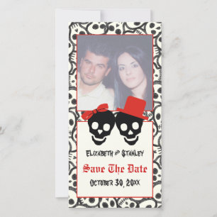 Save The Date Crânes Halloween rouge mariage noir Enregistrer la