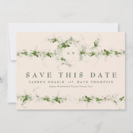 Save The Date Cream Eucalyptus Wreath Monogramme Mariage Photo