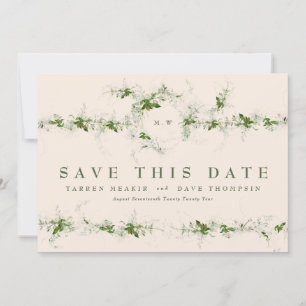 Save The Date Cream Eucalyptus Wreath Monogramme Mariage Photo