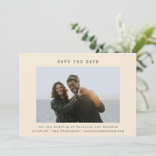 Save The Date Cream Retro Typewriter Police Mariage Photo Simple