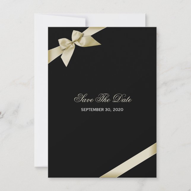 Save The Date Cream Ribbon Wedding Enregistrer La Date (Devant)