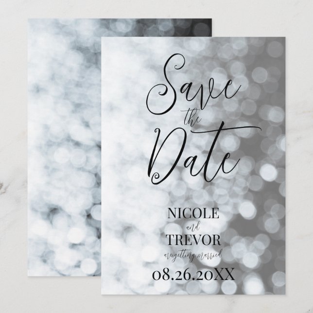 Save The Date Créez votre propre B&W Ombre Bokeh personnalisé (Devant / Derrière)